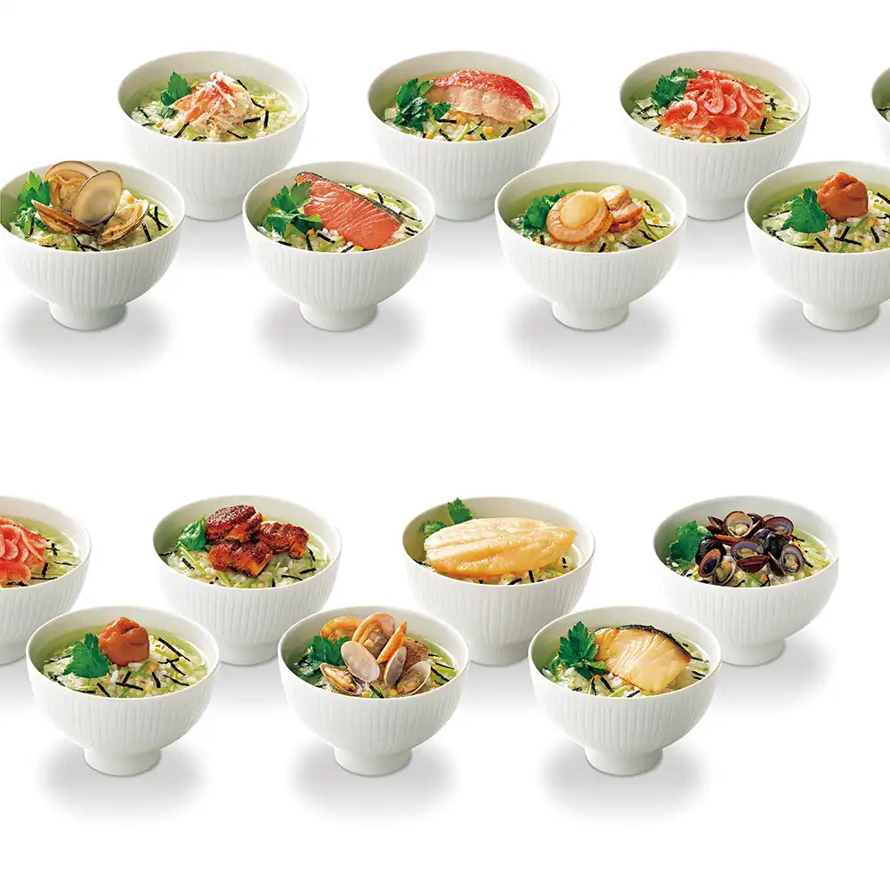 だし茶漬けセットT はまぐり/ずわい蟹/紅鮭/金目鯛/桜えび/紀州南高梅/うなぎの蒲焼き/あさり/帆立/宍道湖しじみ